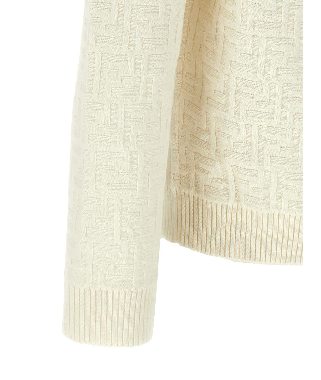 FENDI Белый хлопковый джемпер / свитер, фото 4