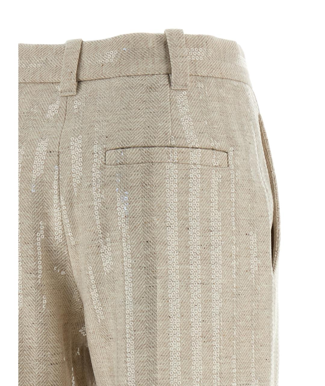 BRUNELLO CUCINELLI Белые шерстяные прямые брюки, фото 4