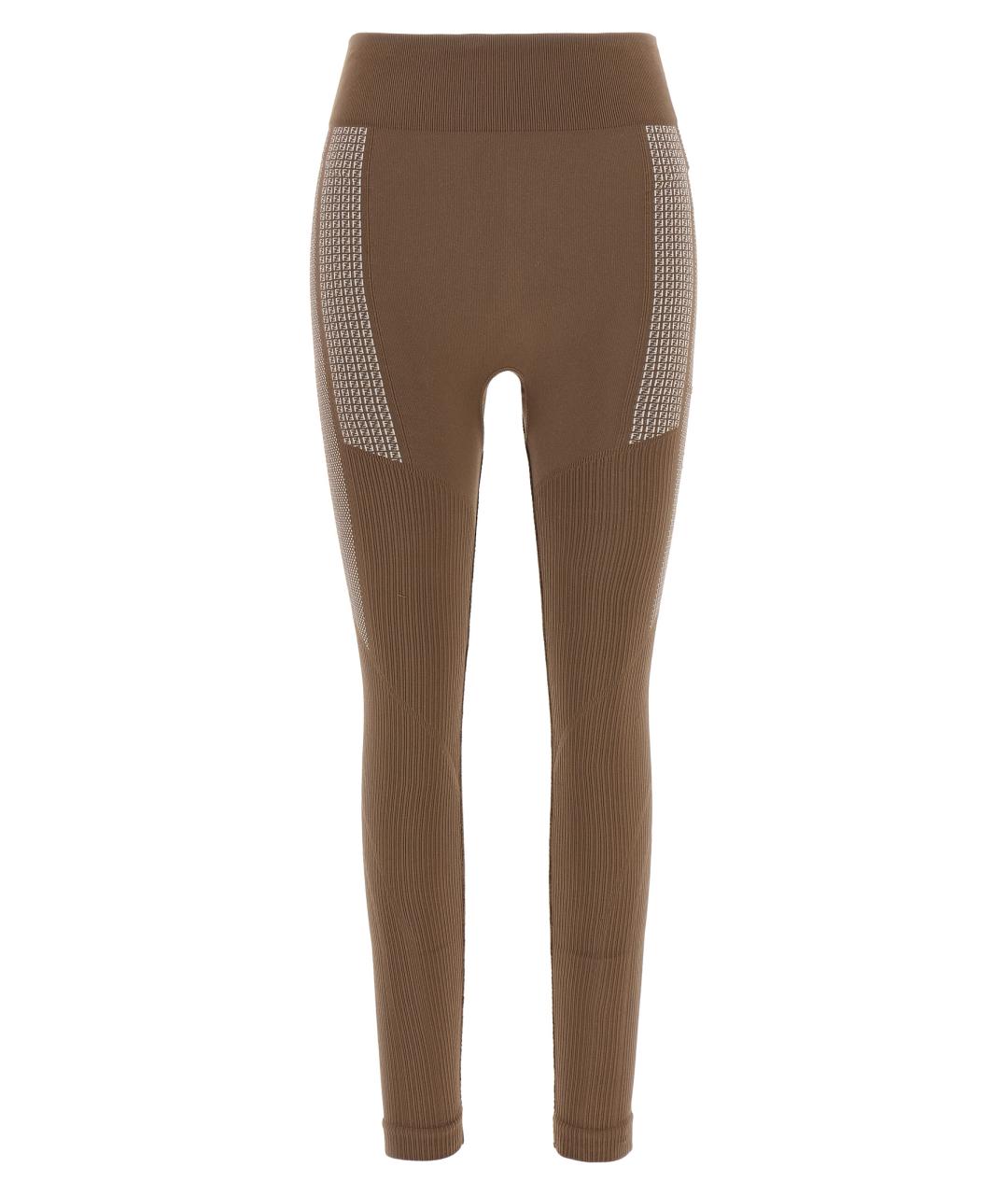 FENDI Коричневые полиамидовые леггинсы и велосипедки, фото 1