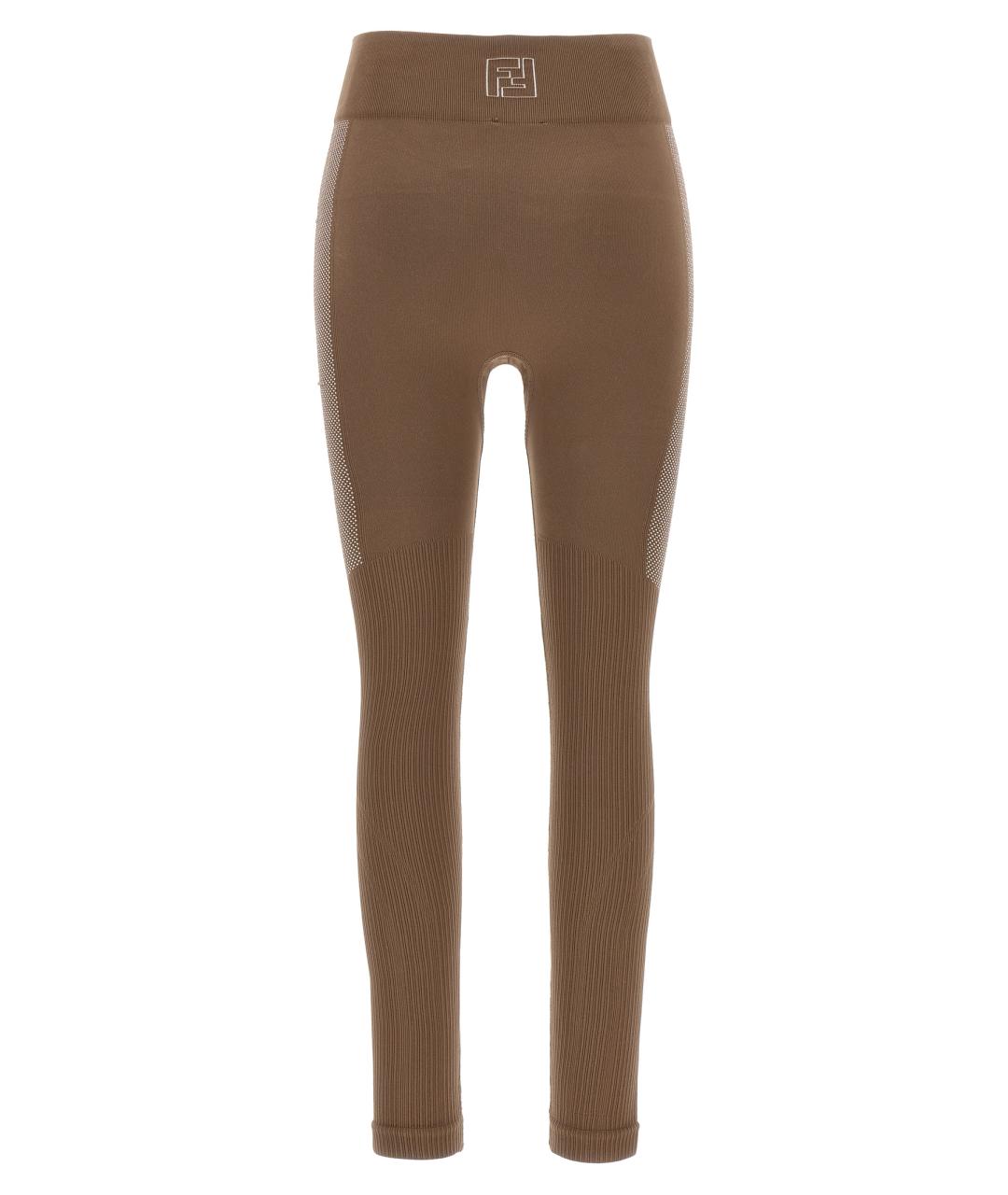 FENDI Коричневые полиамидовые леггинсы и велосипедки, фото 2