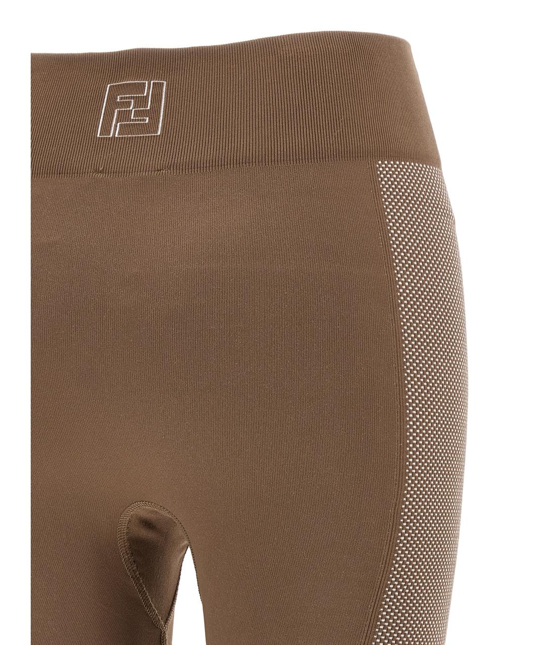 FENDI Коричневые полиамидовые леггинсы и велосипедки, фото 4
