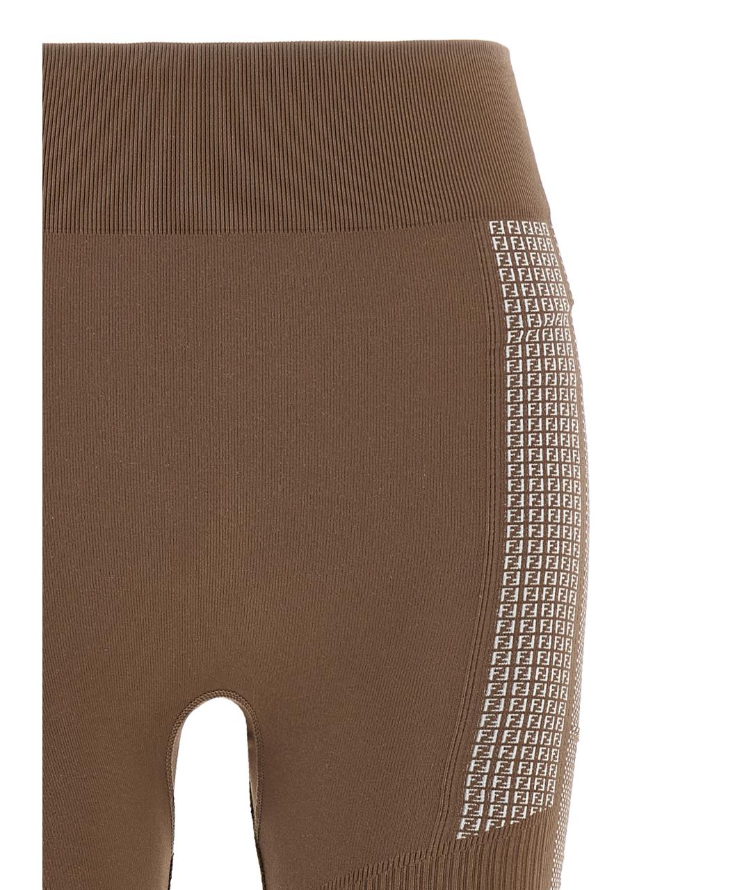 FENDI Коричневые полиамидовые леггинсы и велосипедки, фото 3