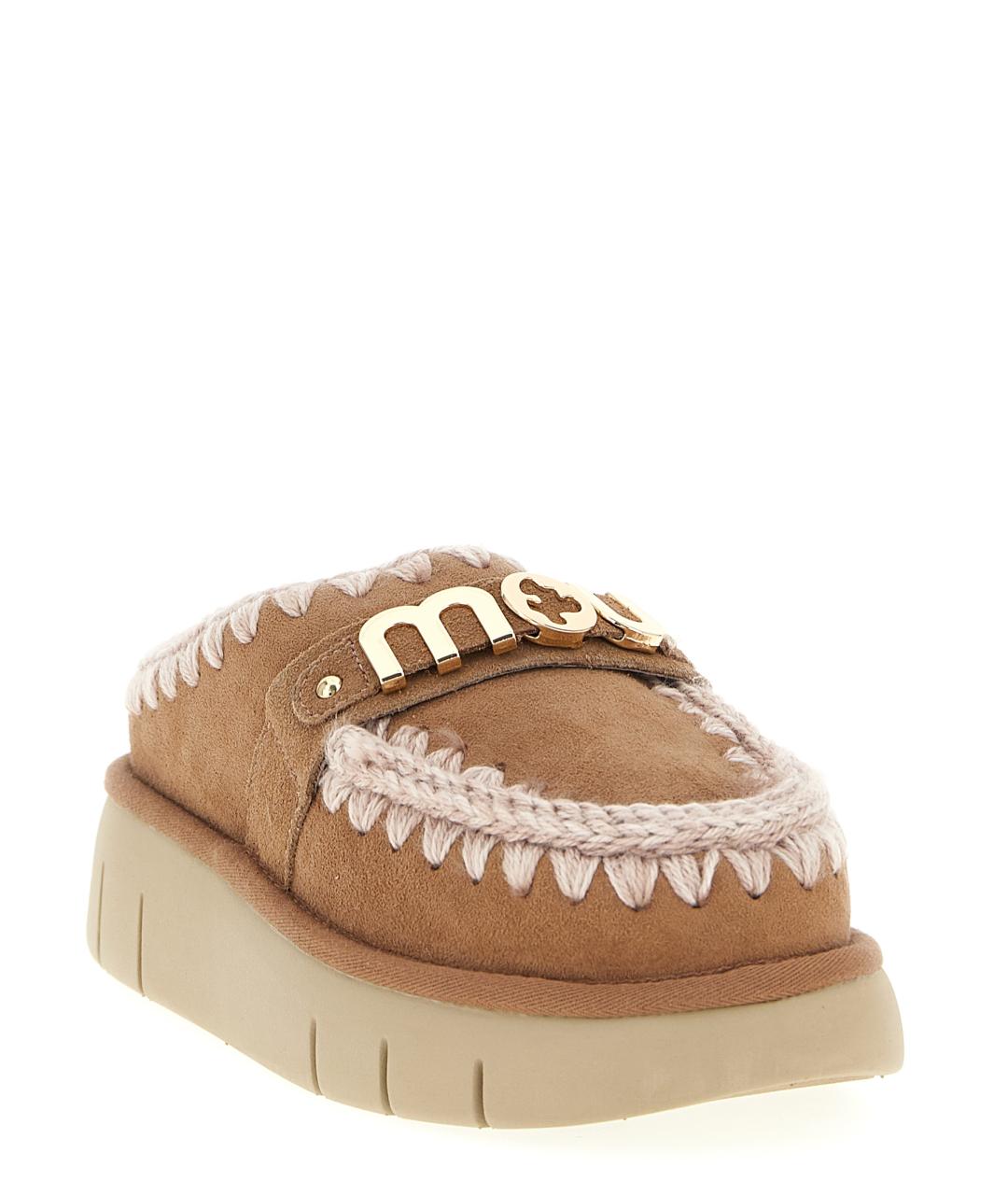 MOU Бежевые кожаные сабо, фото 2