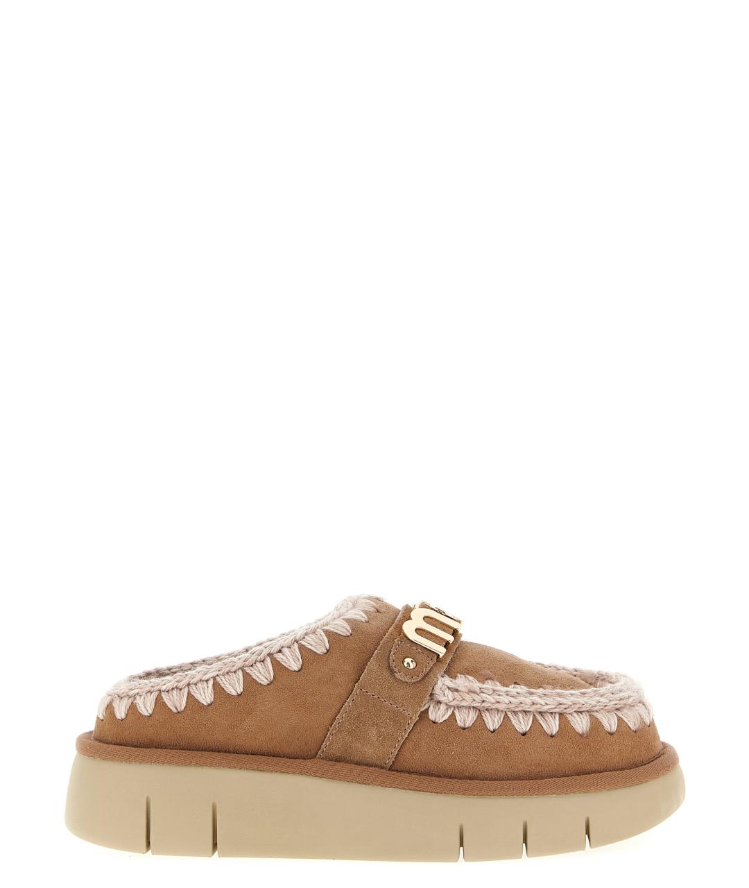 MOU Бежевые кожаные сабо, фото 1