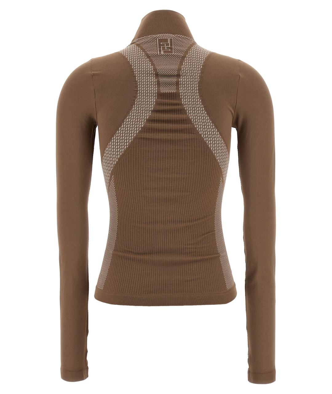 FENDI Коричневая полиэстеровая водолазка, фото 2