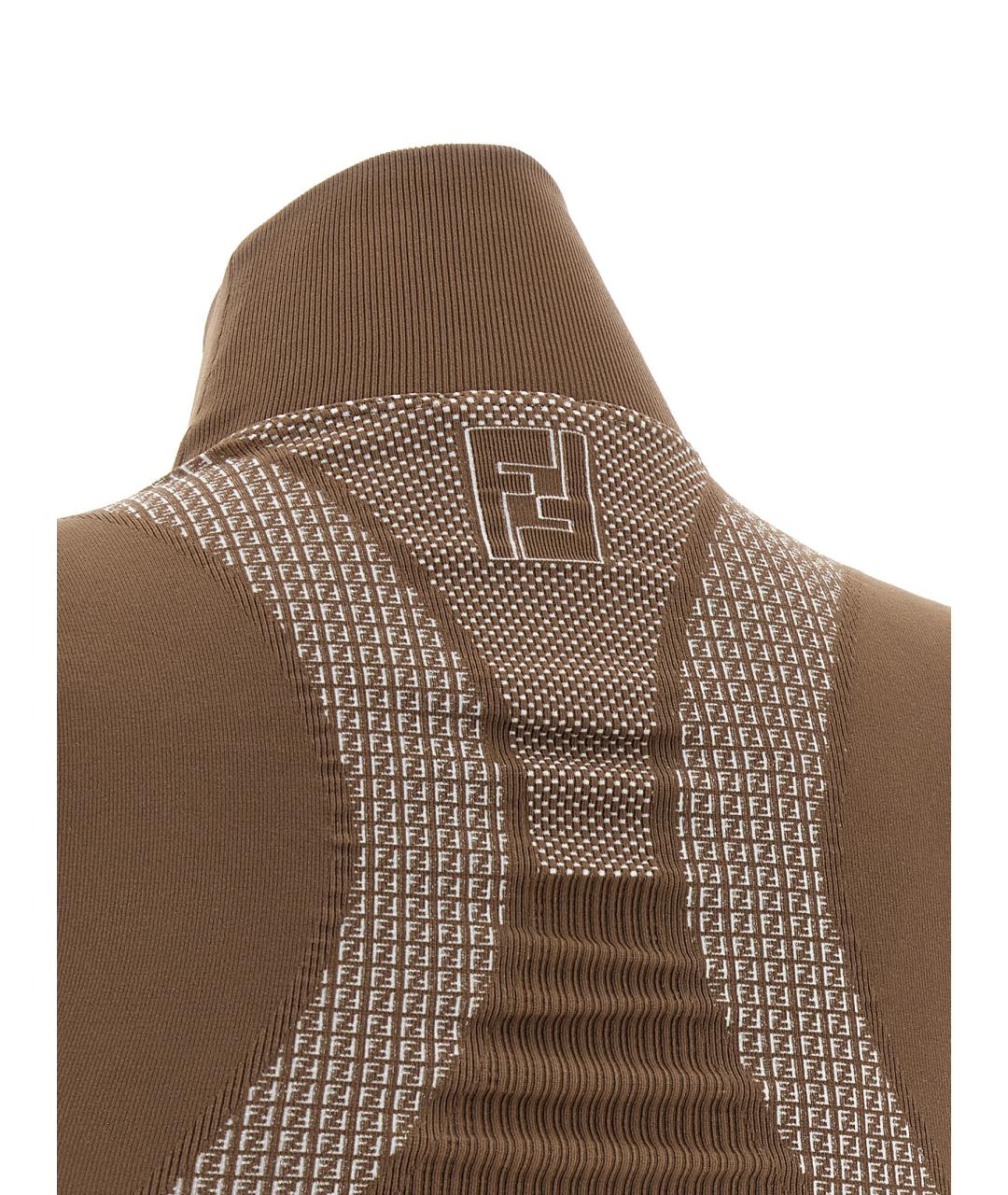 FENDI Коричневая полиэстеровая водолазка, фото 4