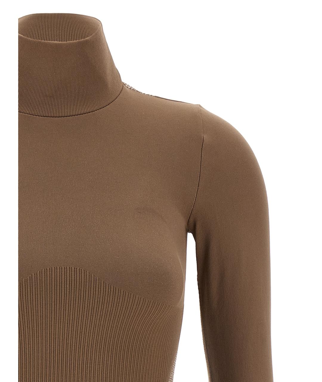 FENDI Коричневая полиэстеровая водолазка, фото 3