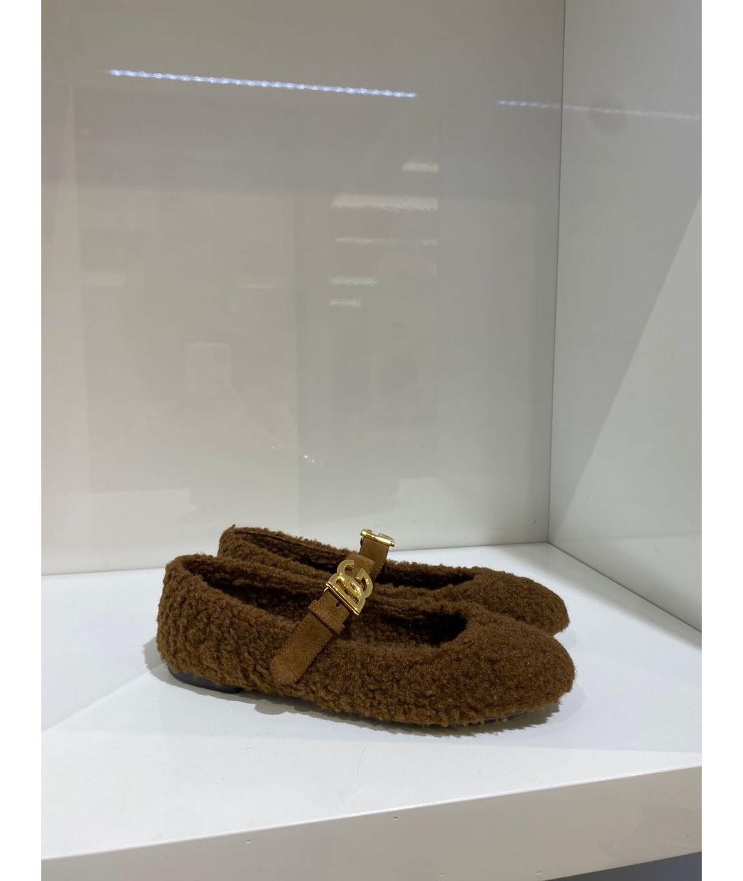 DOLCE&GABBANA Коричневые текстильные балетки, фото 2