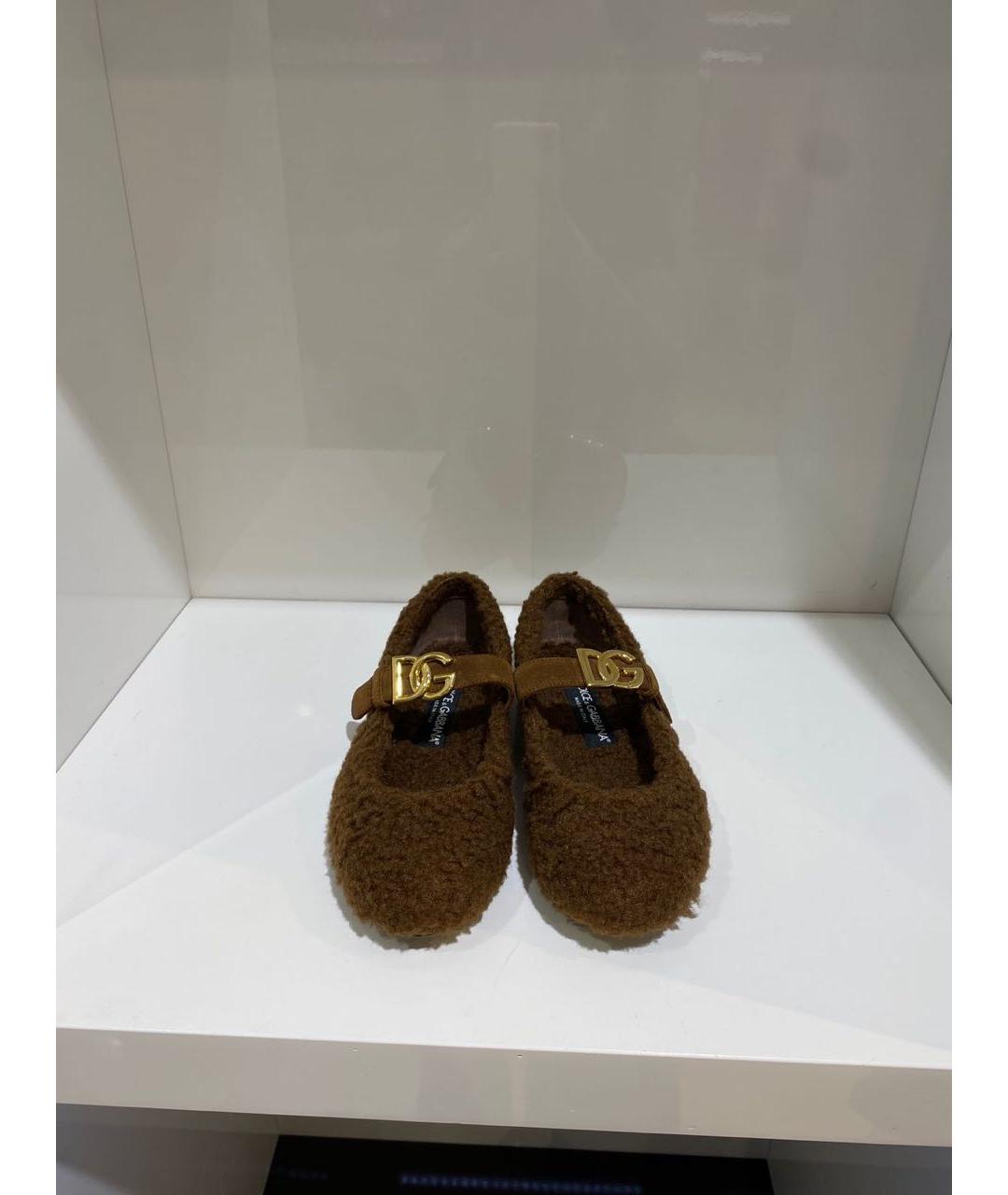 DOLCE&GABBANA Коричневые текстильные балетки, фото 3