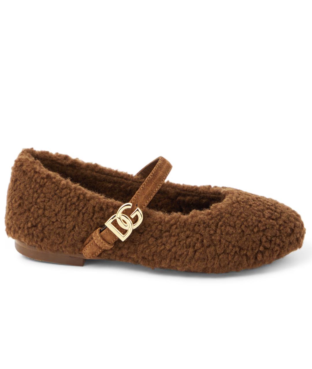 DOLCE&GABBANA Коричневые текстильные балетки, фото 5