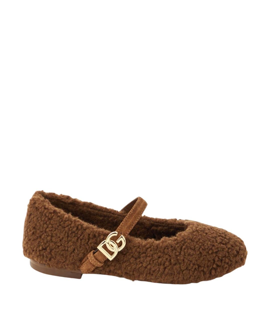 DOLCE&GABBANA Коричневые текстильные балетки, фото 1