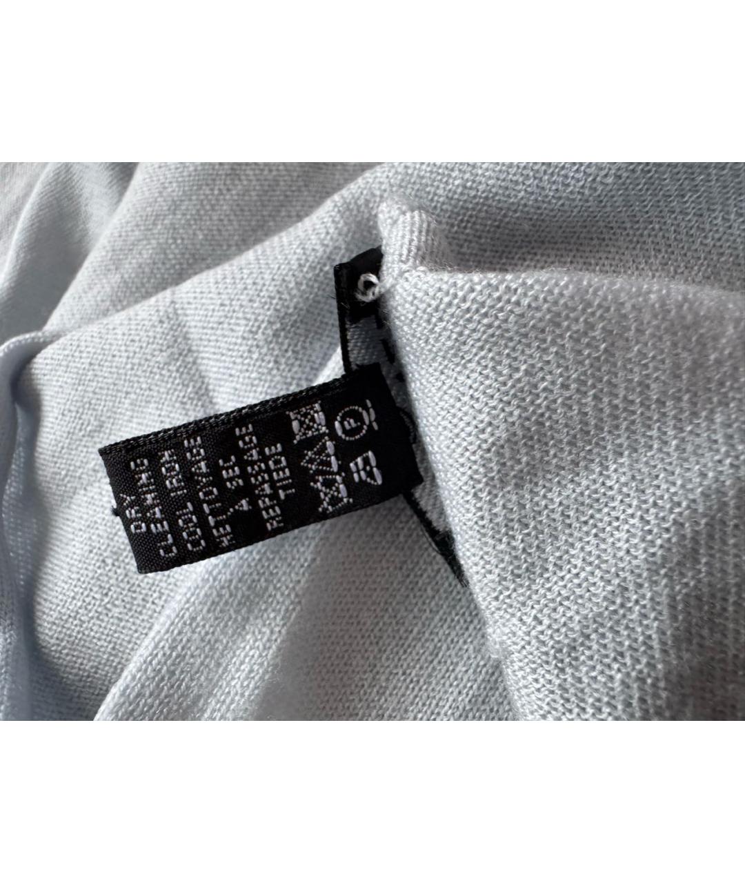 CHANEL Голубой шерстяной шарф, фото 4