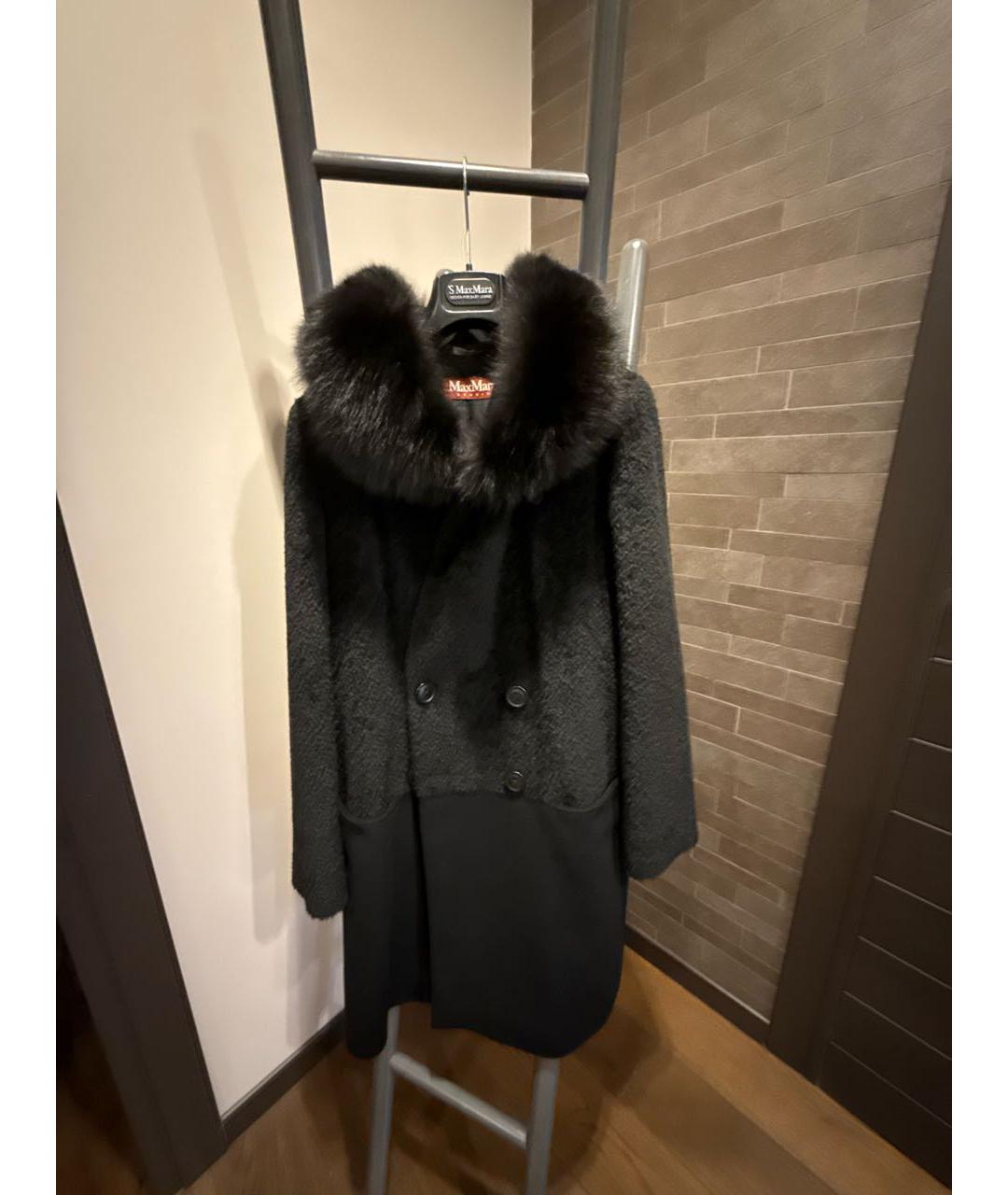 'S MAX MARA Черное шерстяное пальто, фото 5