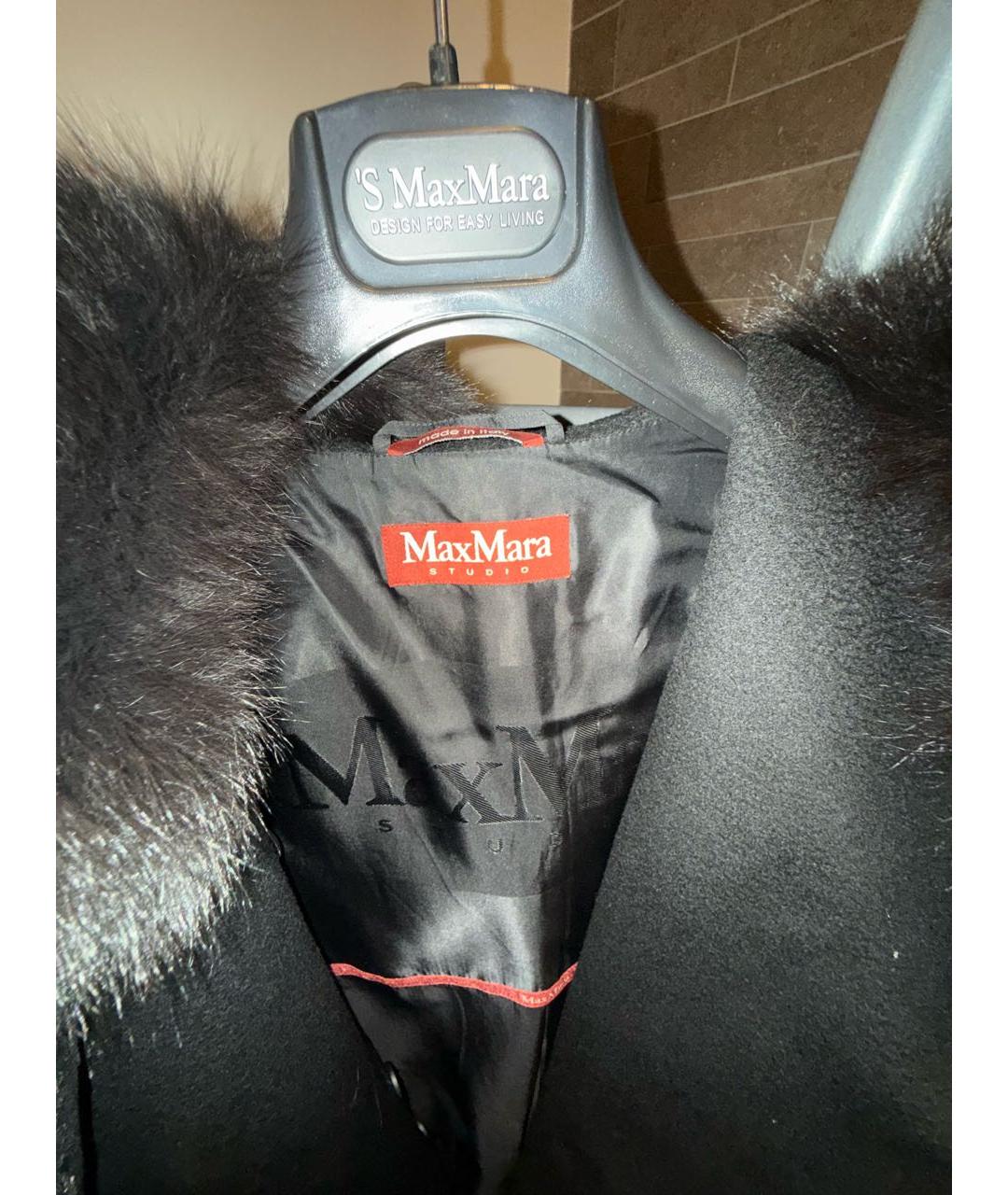'S MAX MARA Черное шерстяное пальто, фото 3