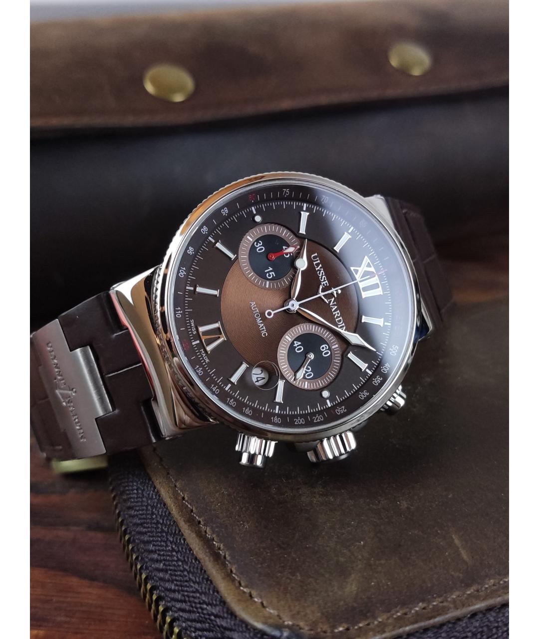 Ulysse Nardin Коричневые металлические часы, фото 2