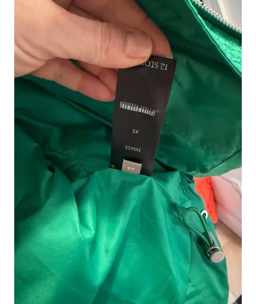 12 STOREEZ Зеленый полиэстеровый пуховик, фото 4