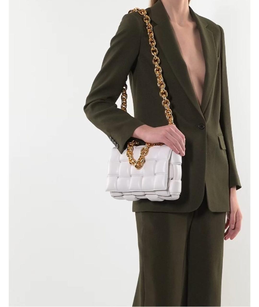 BOTTEGA VENETA Белая кожаная сумка через плечо, фото 7