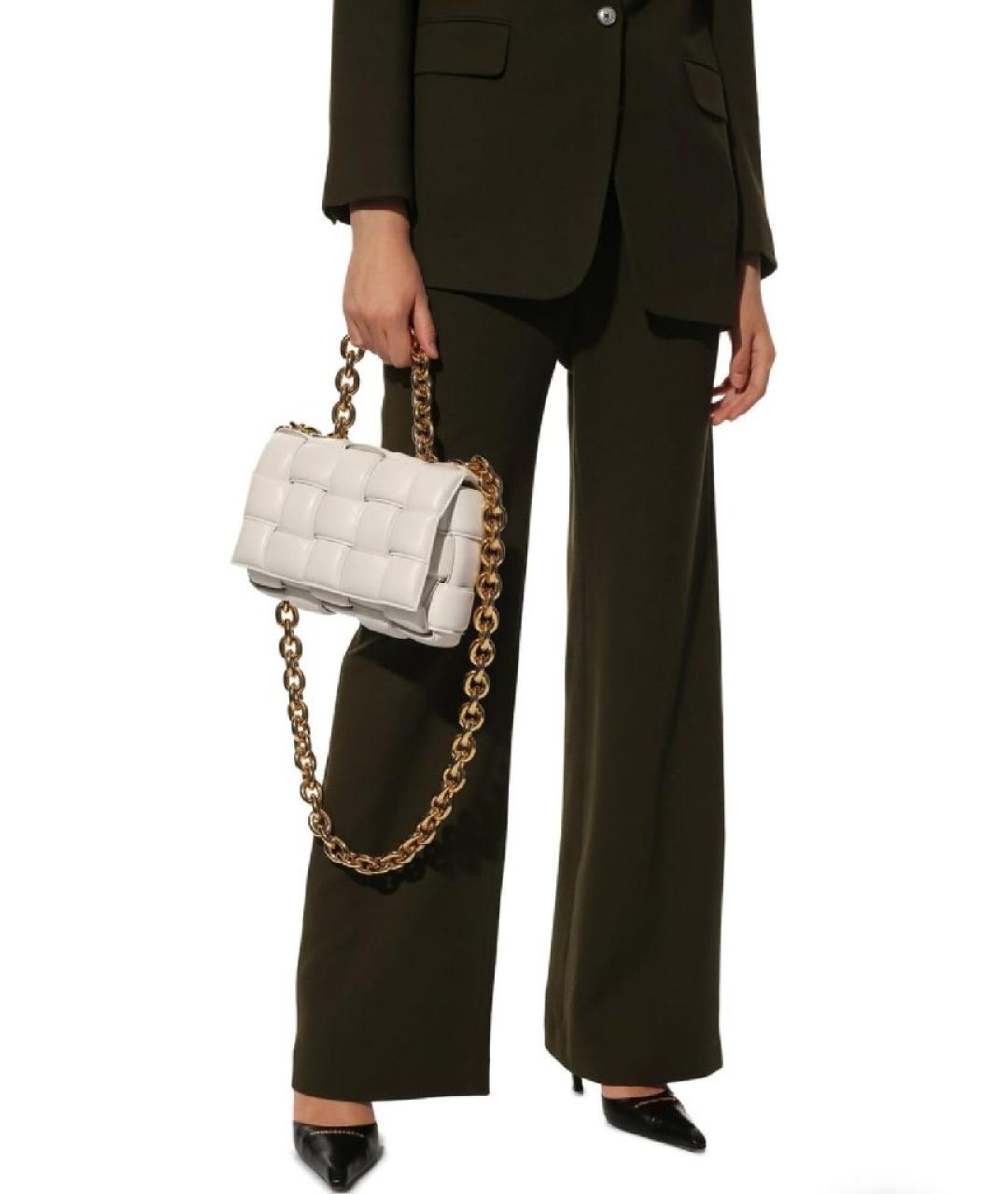 BOTTEGA VENETA Белая кожаная сумка через плечо, фото 9