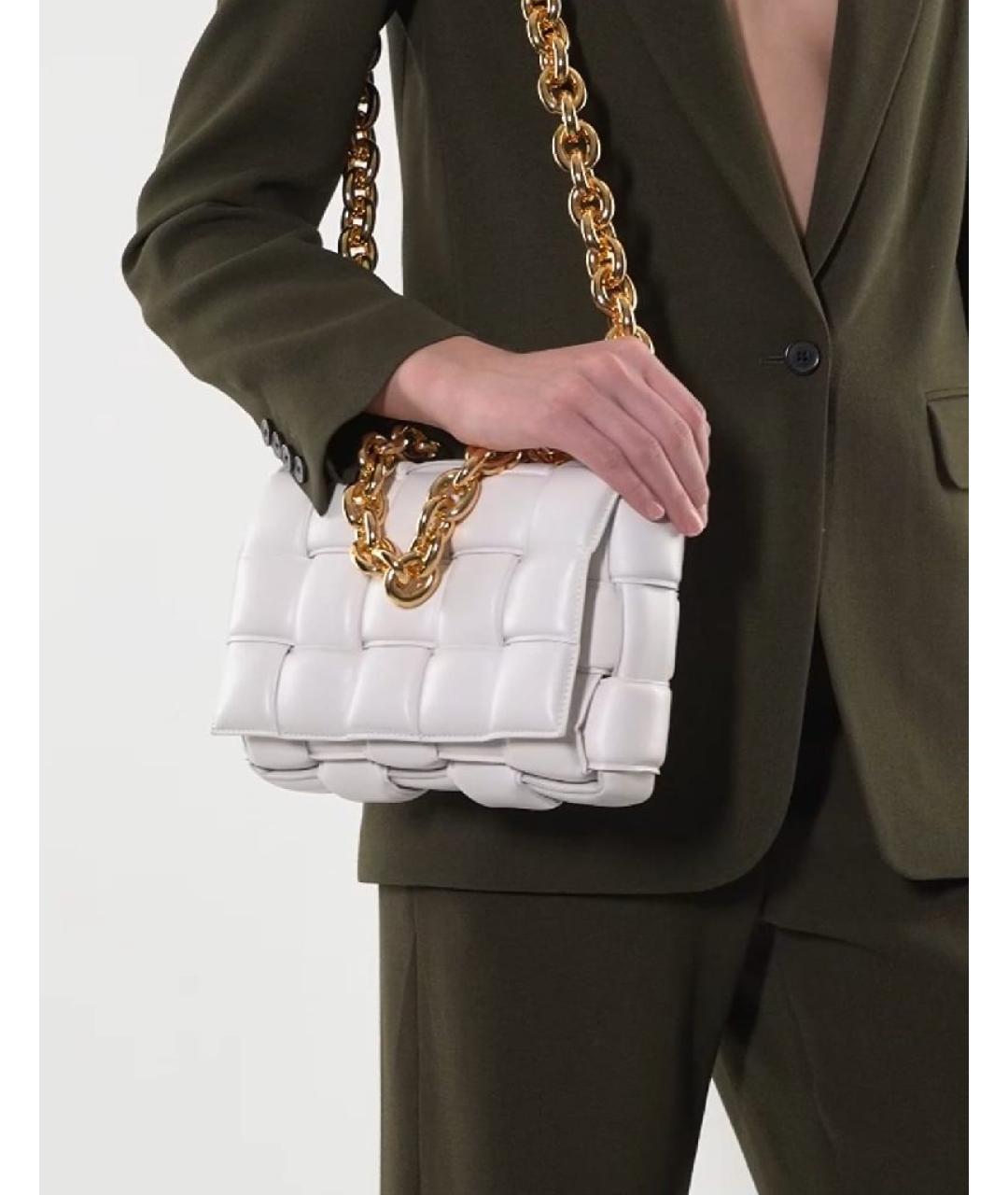 BOTTEGA VENETA Белая кожаная сумка через плечо, фото 6