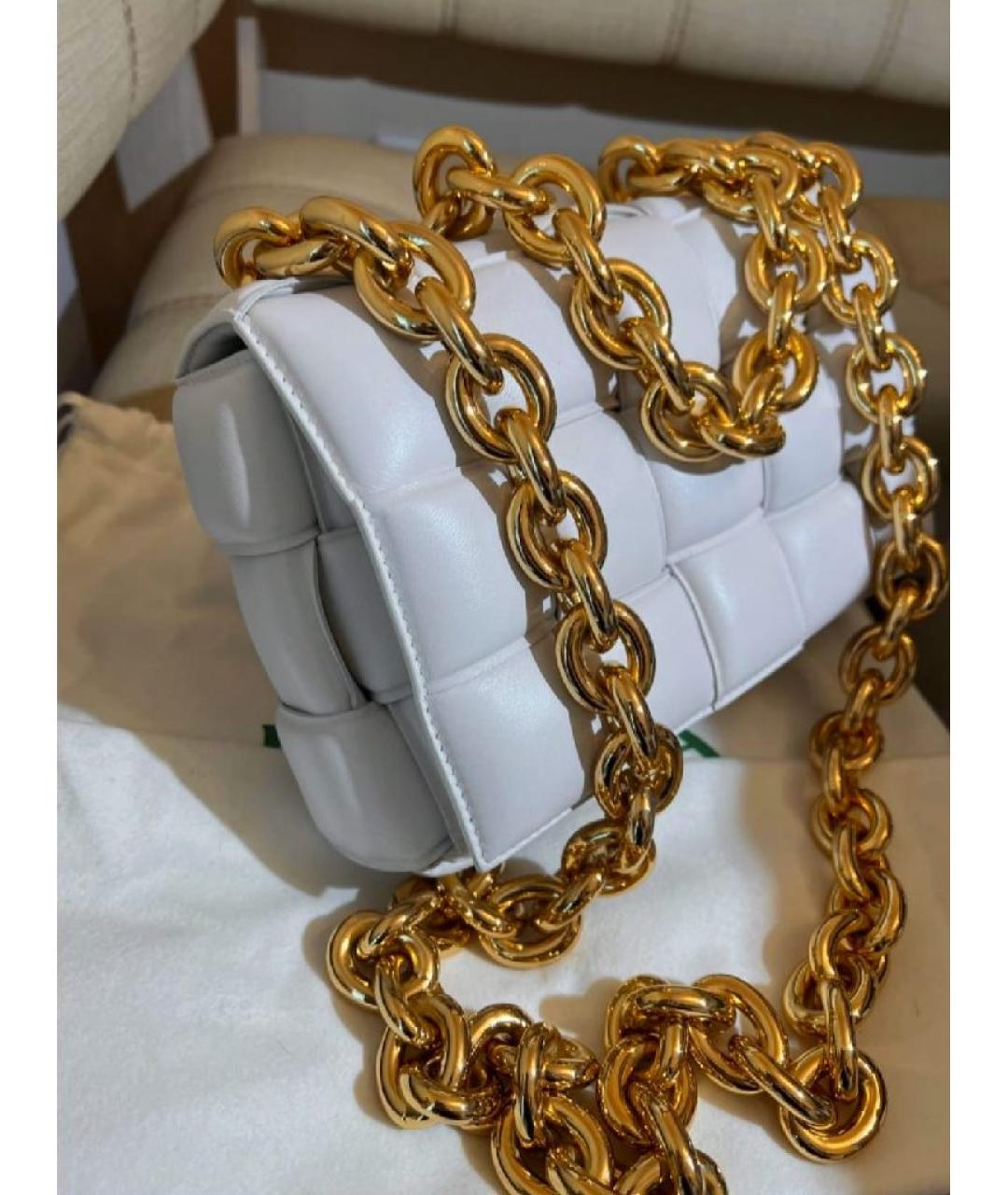 BOTTEGA VENETA Белая кожаная сумка через плечо, фото 2