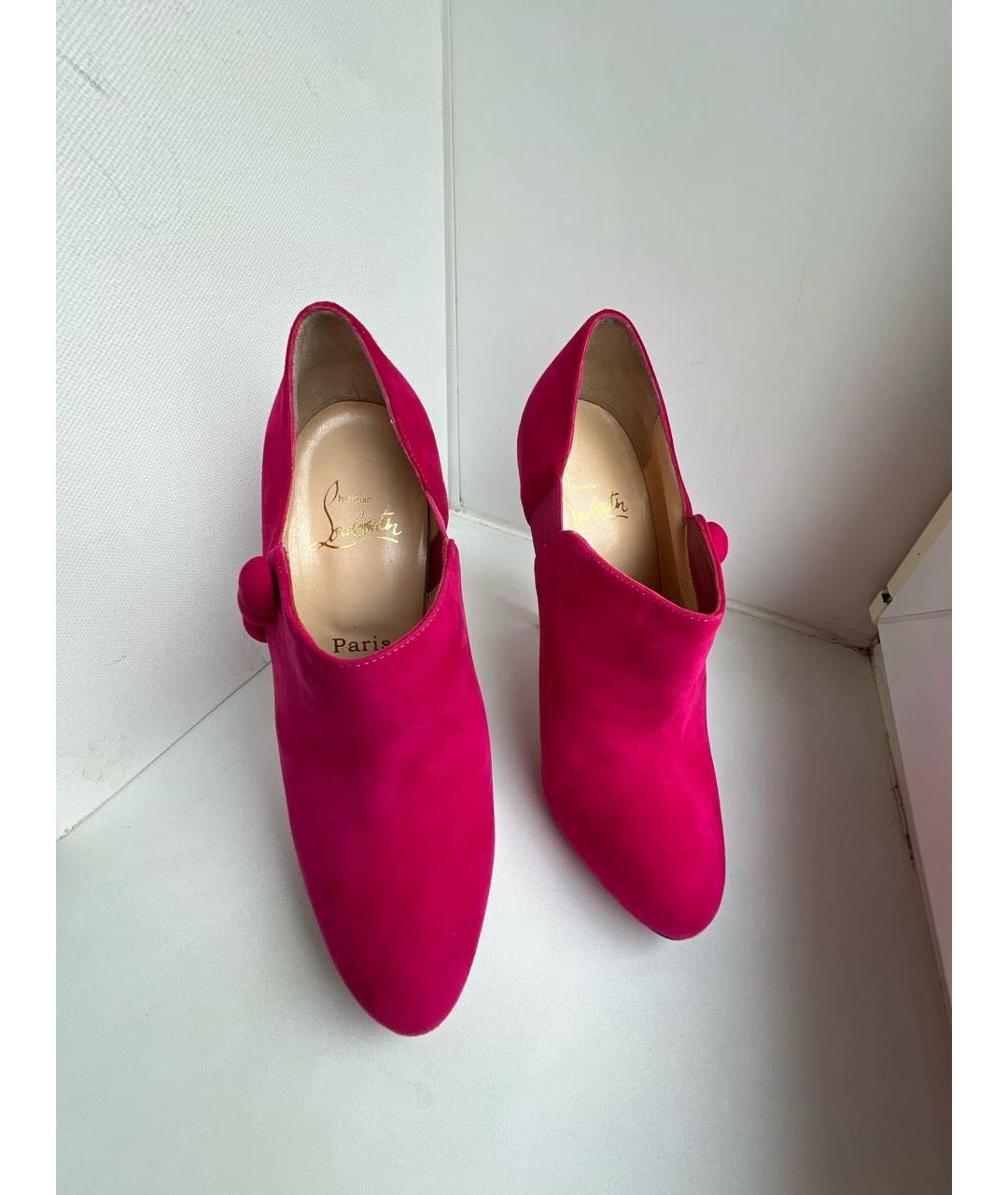 CHRISTIAN LOUBOUTIN Фуксия замшевые ботильоны, фото 2