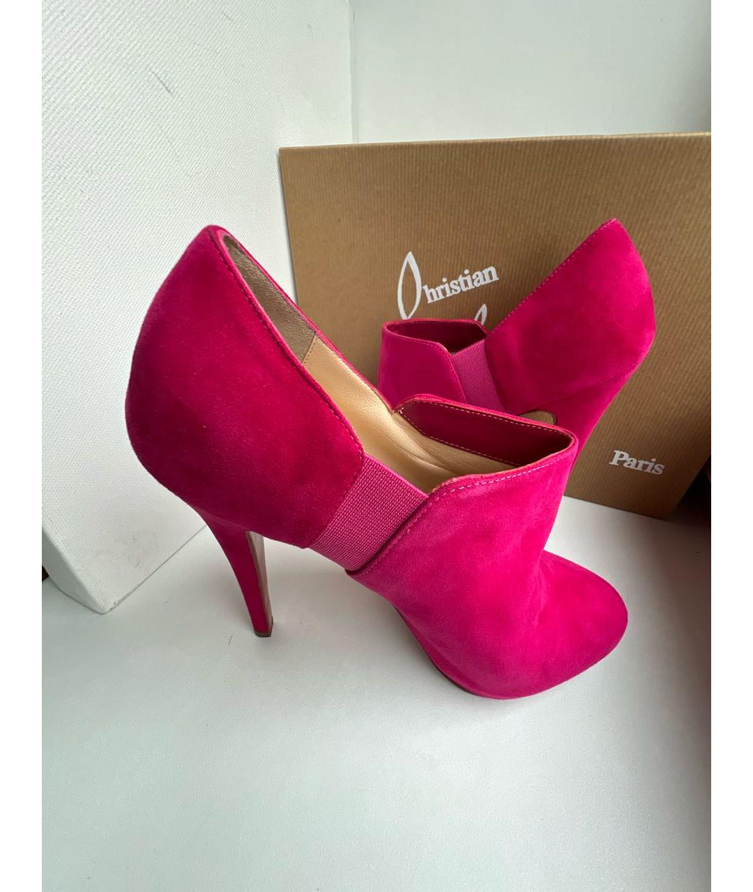 CHRISTIAN LOUBOUTIN Фуксия замшевые ботильоны, фото 6