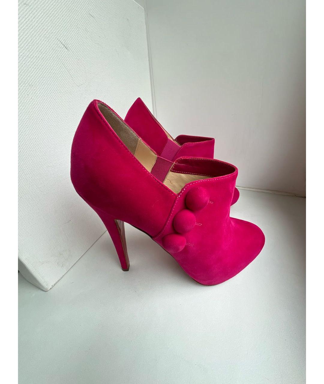 CHRISTIAN LOUBOUTIN Фуксия замшевые ботильоны, фото 9