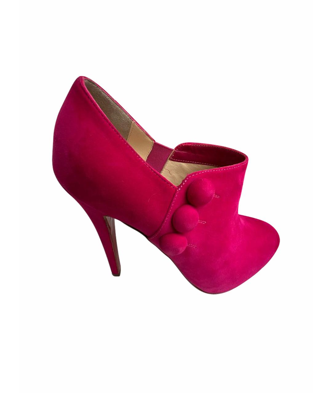 CHRISTIAN LOUBOUTIN Фуксия замшевые ботильоны, фото 1