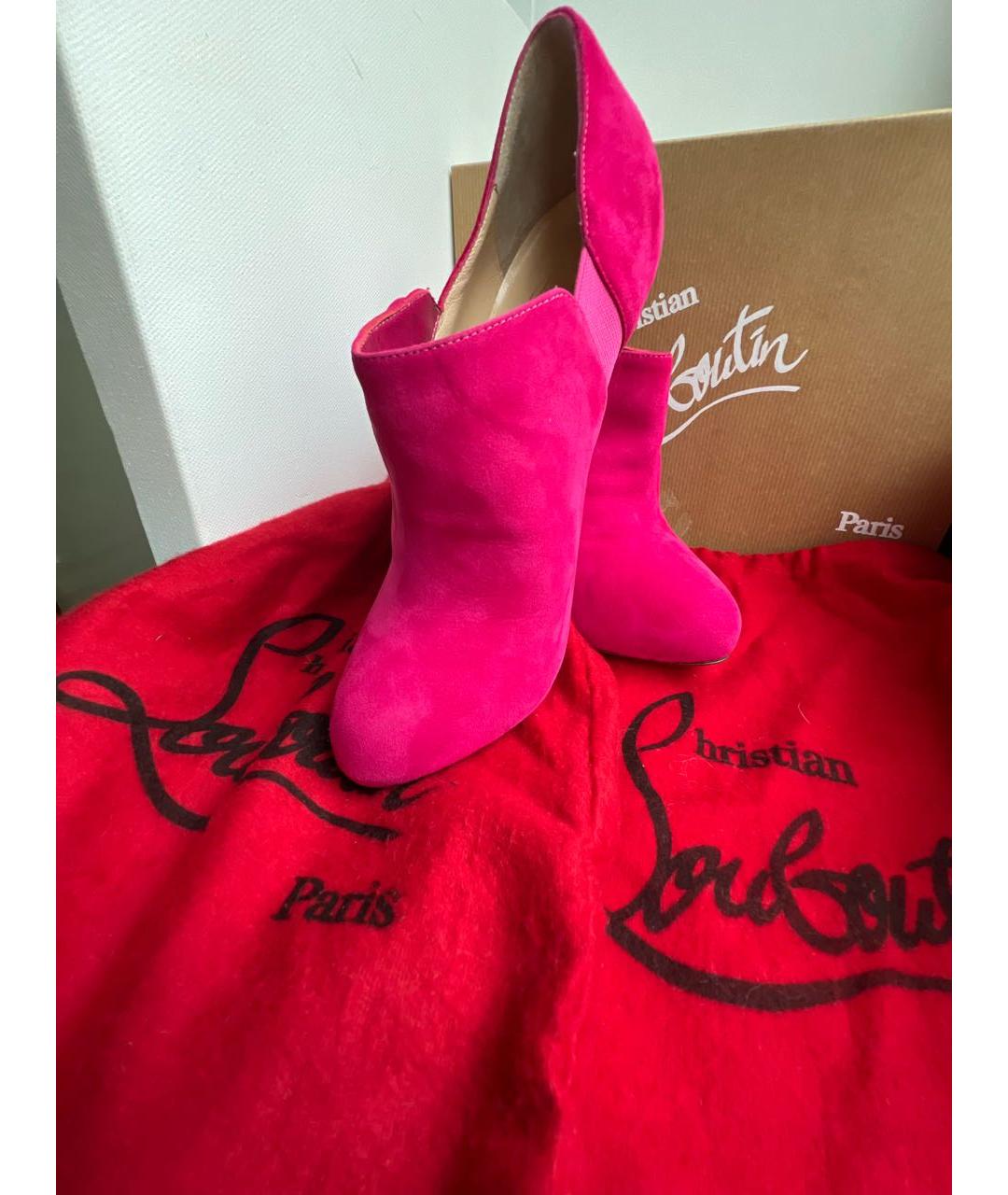 CHRISTIAN LOUBOUTIN Фуксия замшевые ботильоны, фото 8