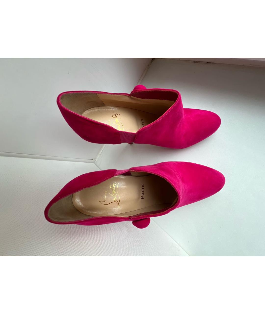 CHRISTIAN LOUBOUTIN Фуксия замшевые ботильоны, фото 3