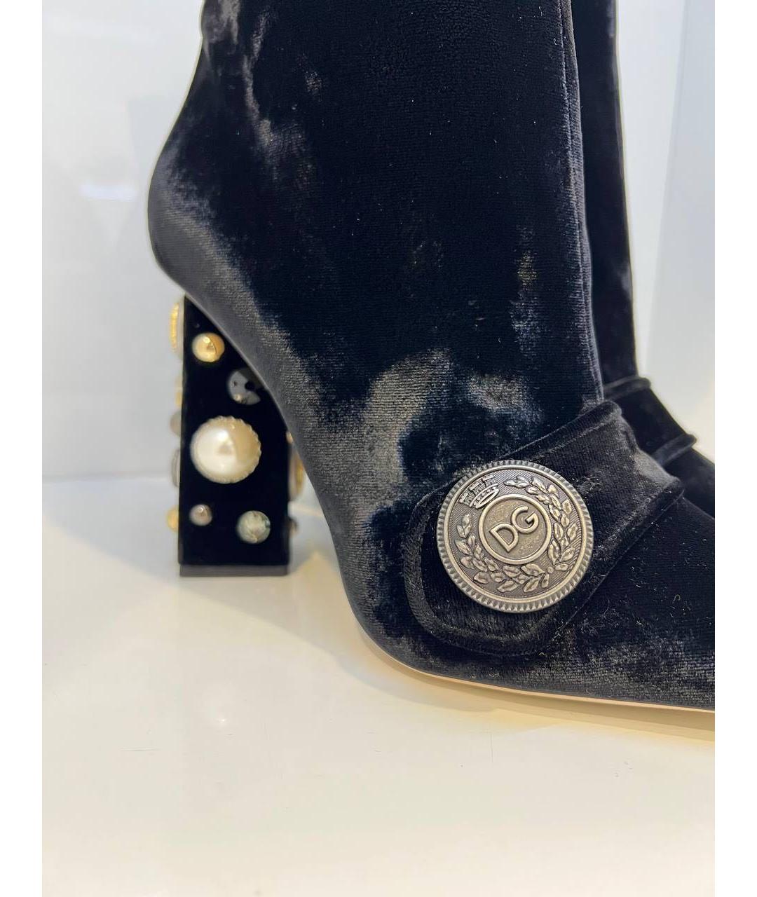 DOLCE&GABBANA Черные бархатные ботильоны, фото 2