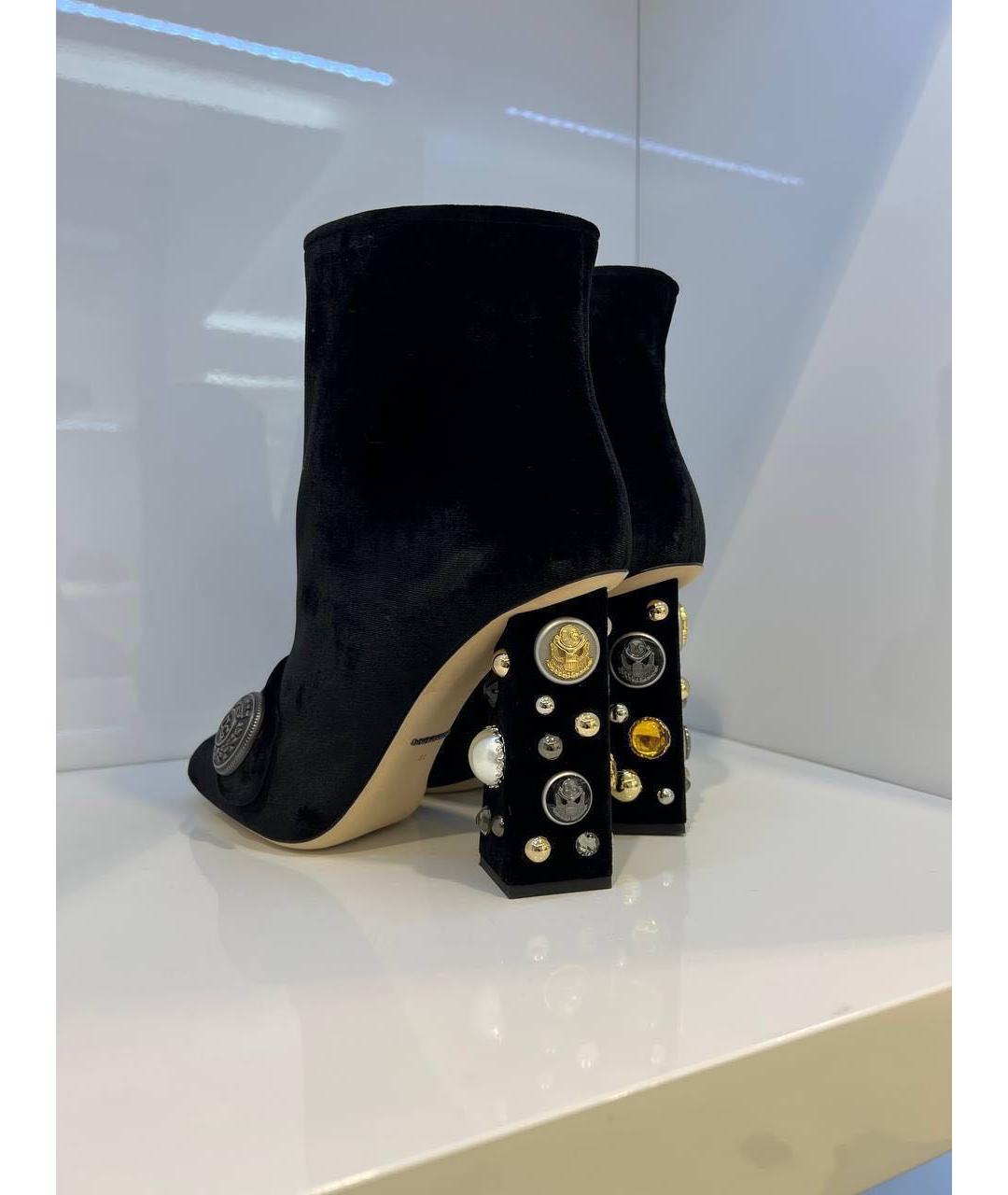 DOLCE&GABBANA Черные бархатные ботильоны, фото 3