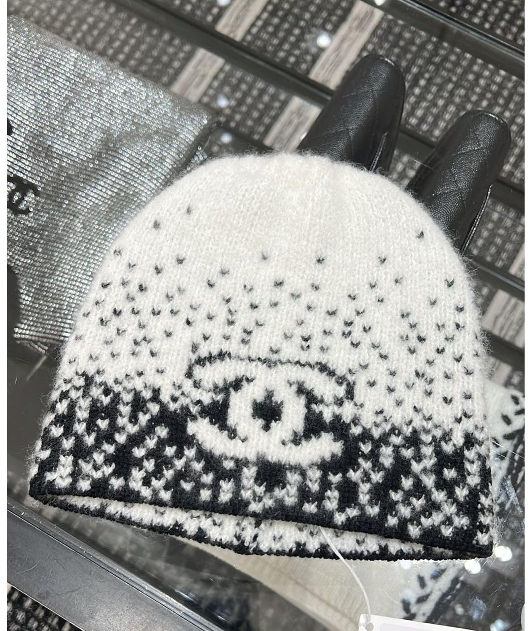 CHANEL Белая кашемировая шапка, фото 5