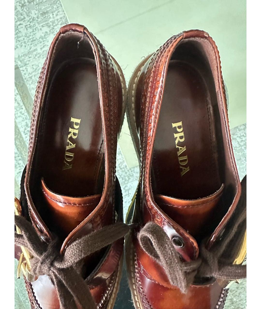 PRADA Коричневые кожаные туфли, фото 5