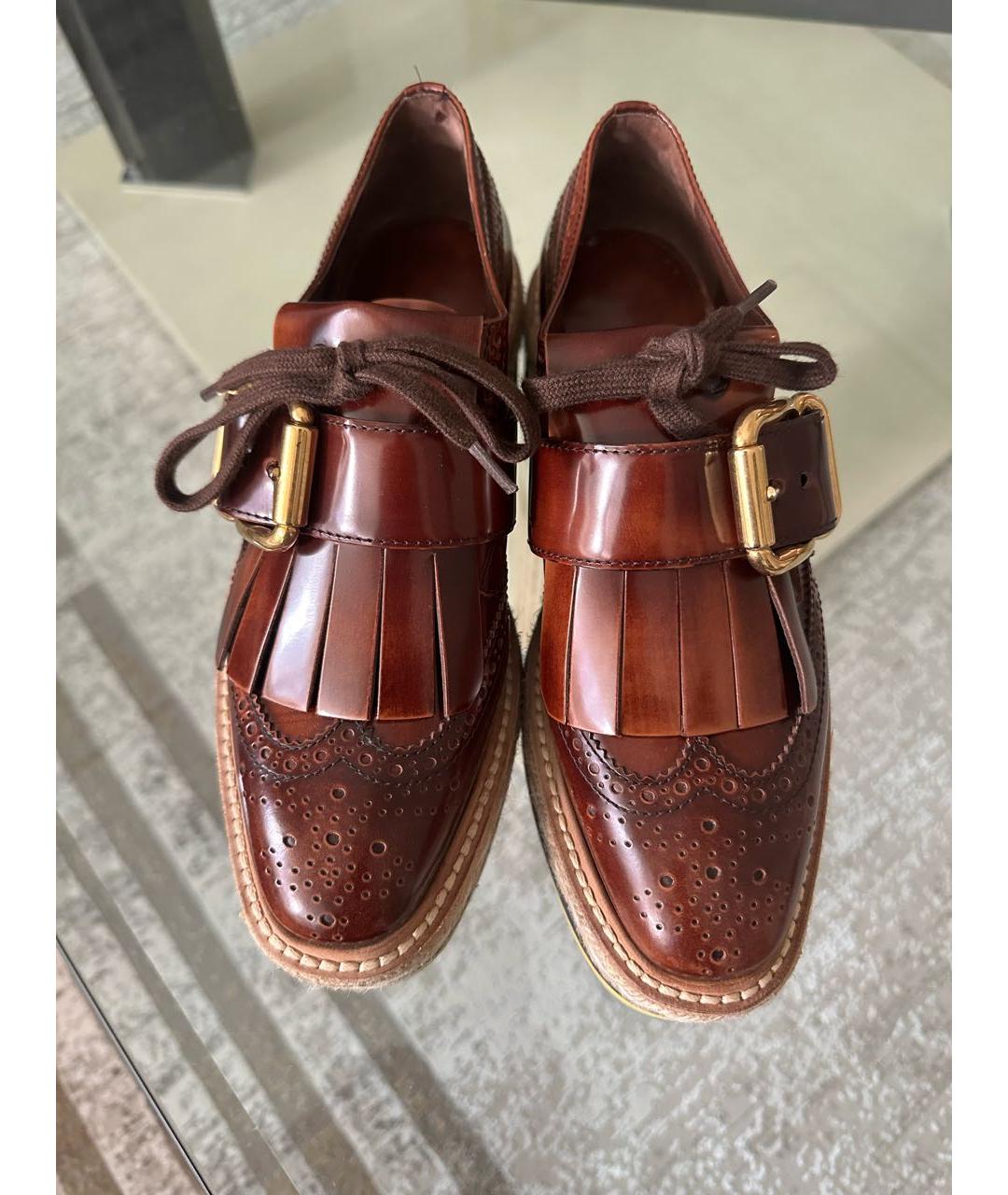 PRADA Коричневые кожаные туфли, фото 3