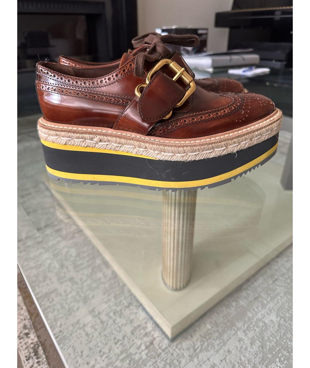 PRADA Коричневые кожаные туфли, фото 9