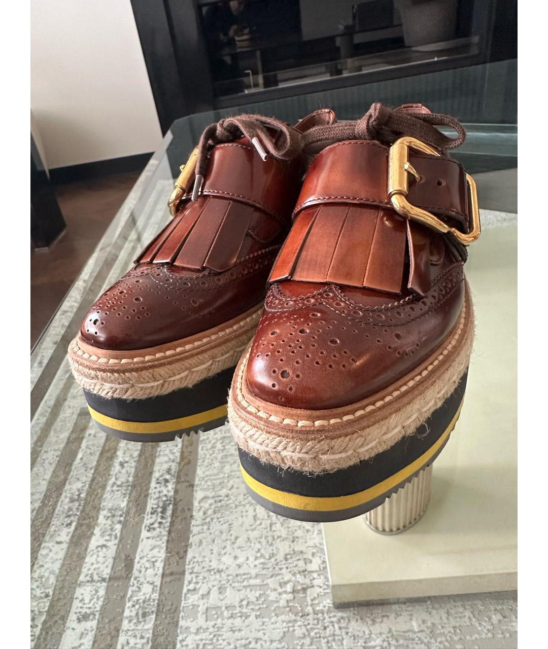 PRADA Коричневые кожаные туфли, фото 8