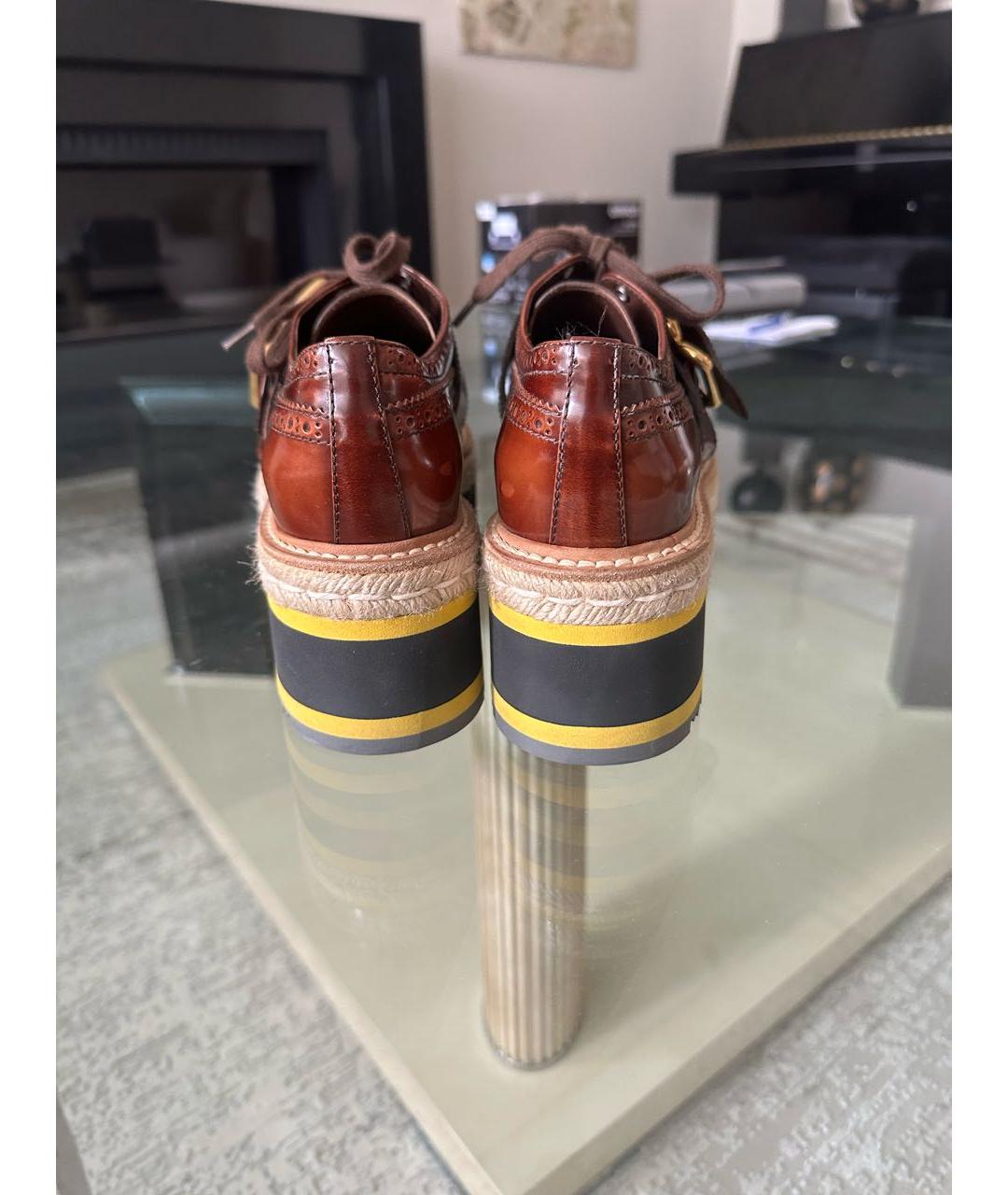 PRADA Коричневые кожаные туфли, фото 4