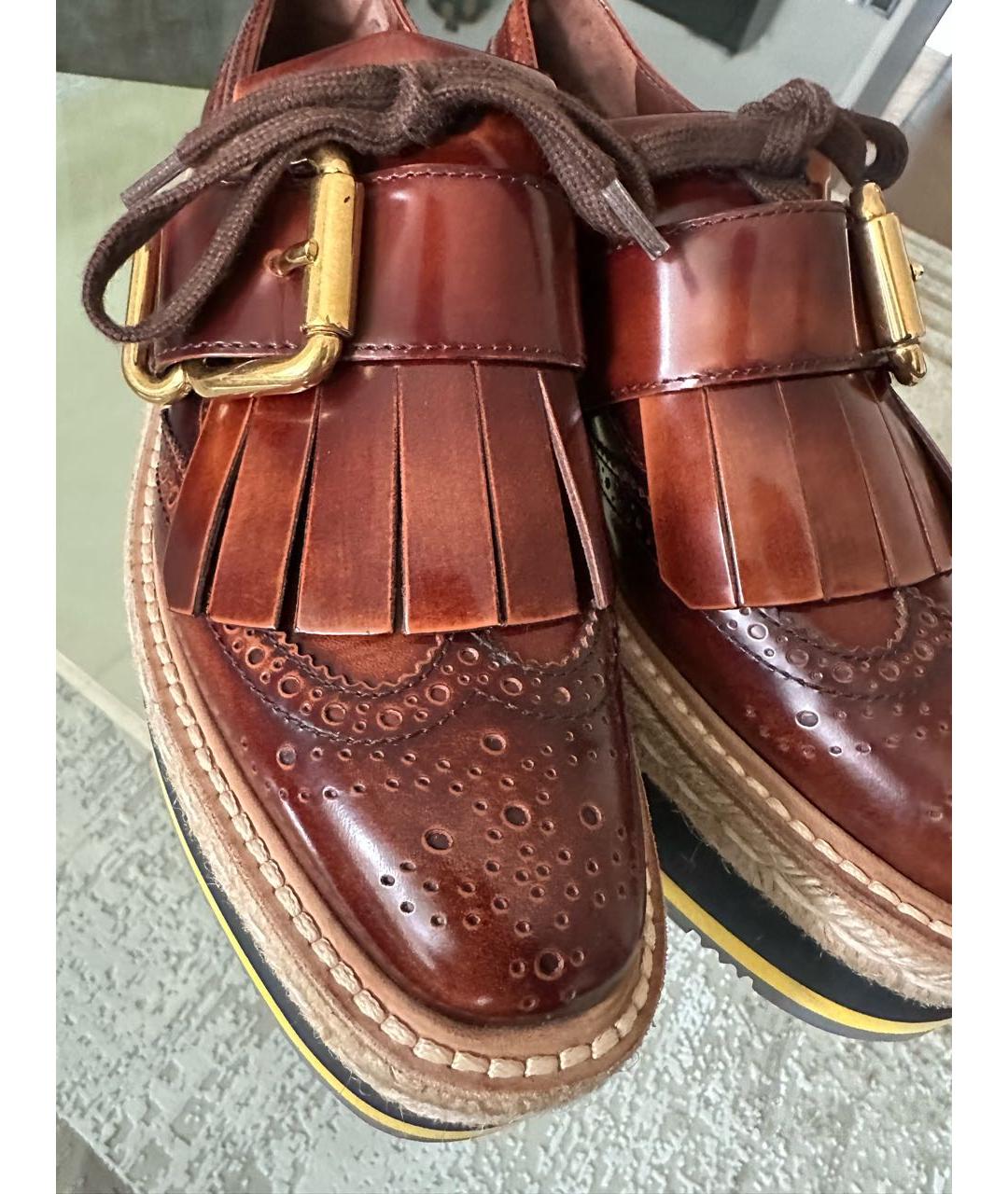 PRADA Коричневые кожаные туфли, фото 7