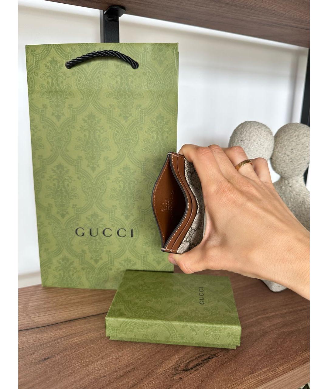 GUCCI Коричневый кожаный кардхолдер, фото 3