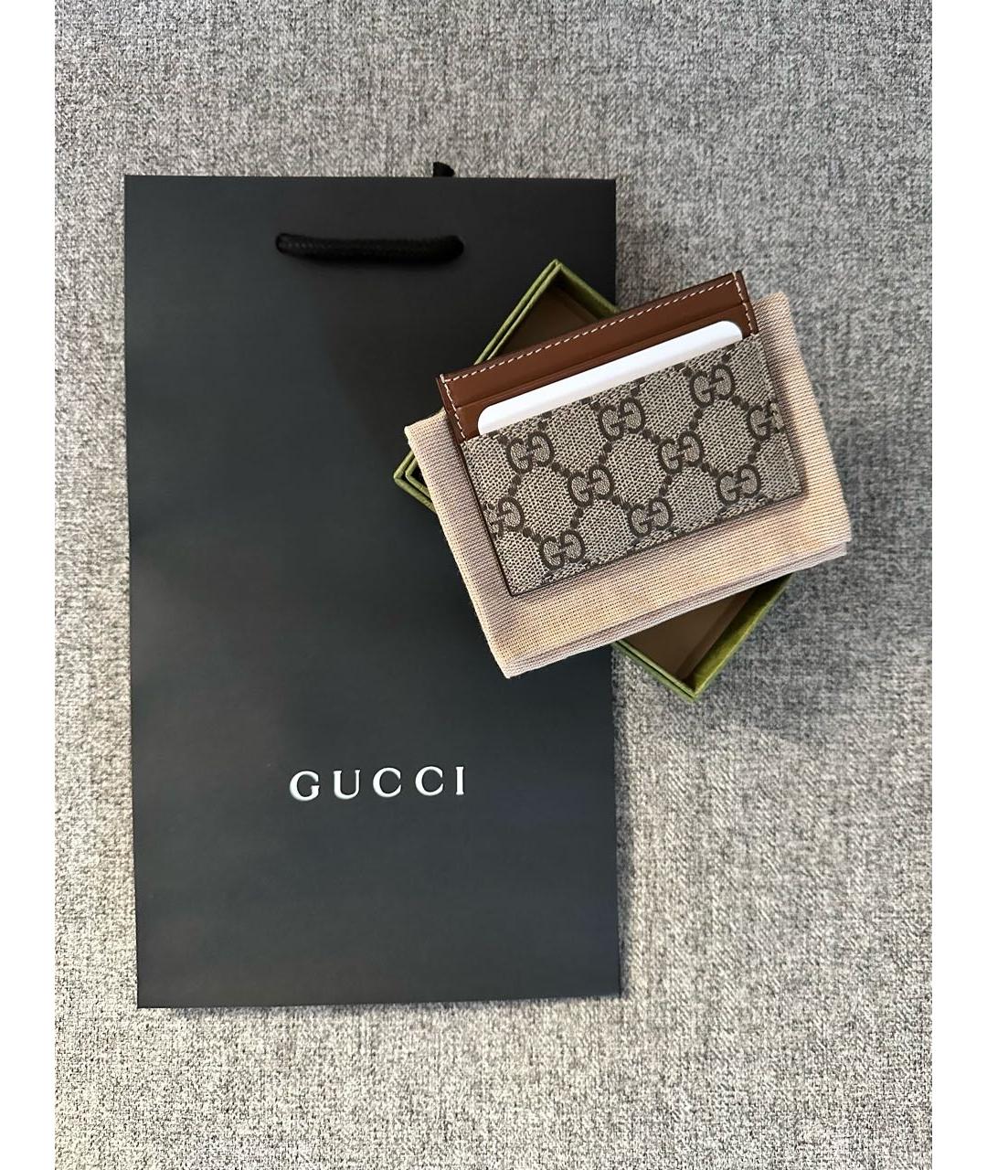 GUCCI Коричневый кожаный кардхолдер, фото 4