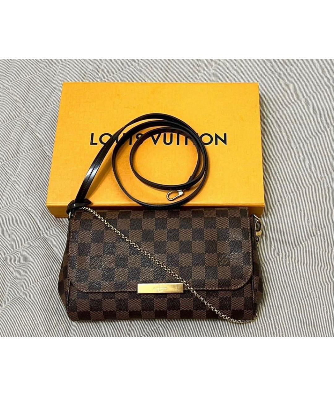 LOUIS VUITTON Коричневая кожаная сумка через плечо, фото 9