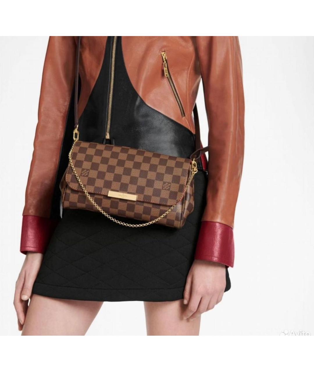 LOUIS VUITTON Коричневая кожаная сумка через плечо, фото 8