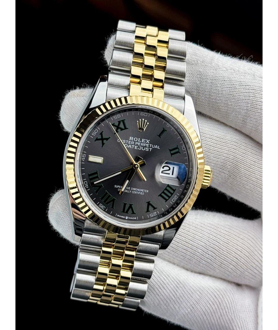 ROLEX Серые часы из желтого золота, фото 3