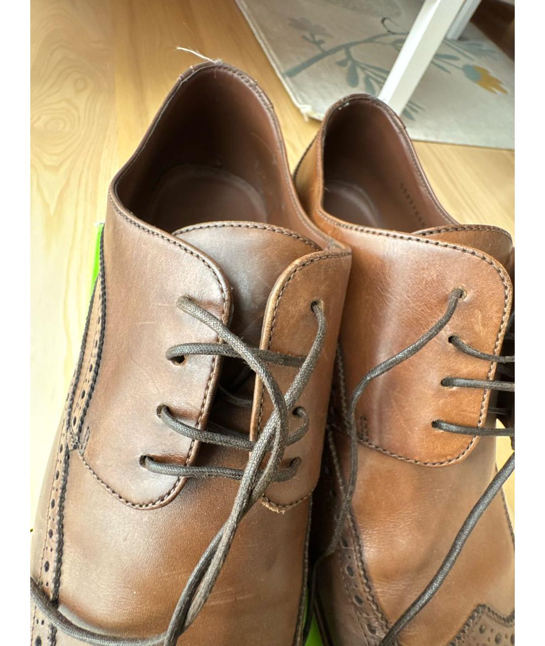 HUGO BOSS Коричневые кожаные низкие ботинки, фото 7