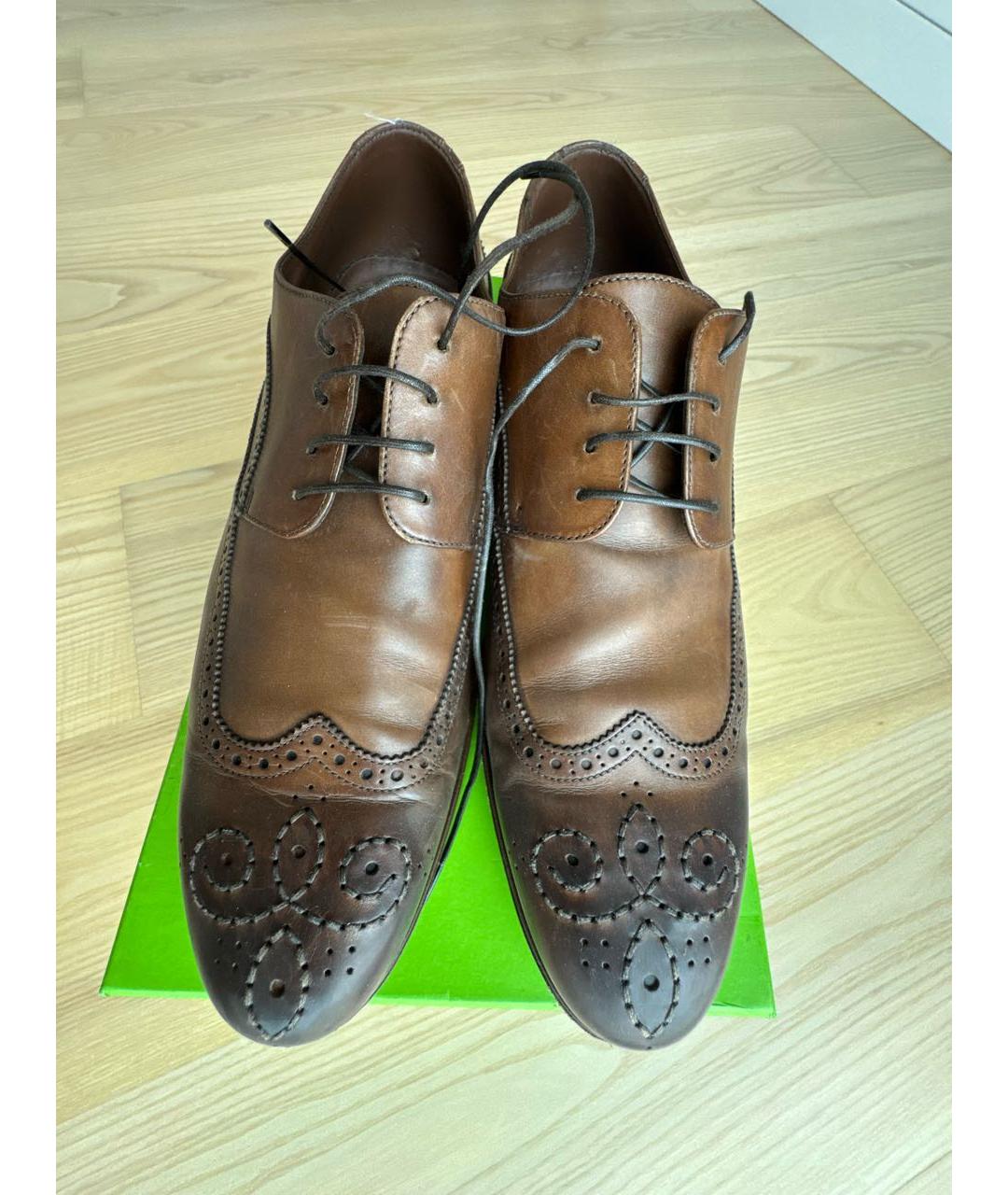 HUGO BOSS Коричневые кожаные низкие ботинки, фото 2