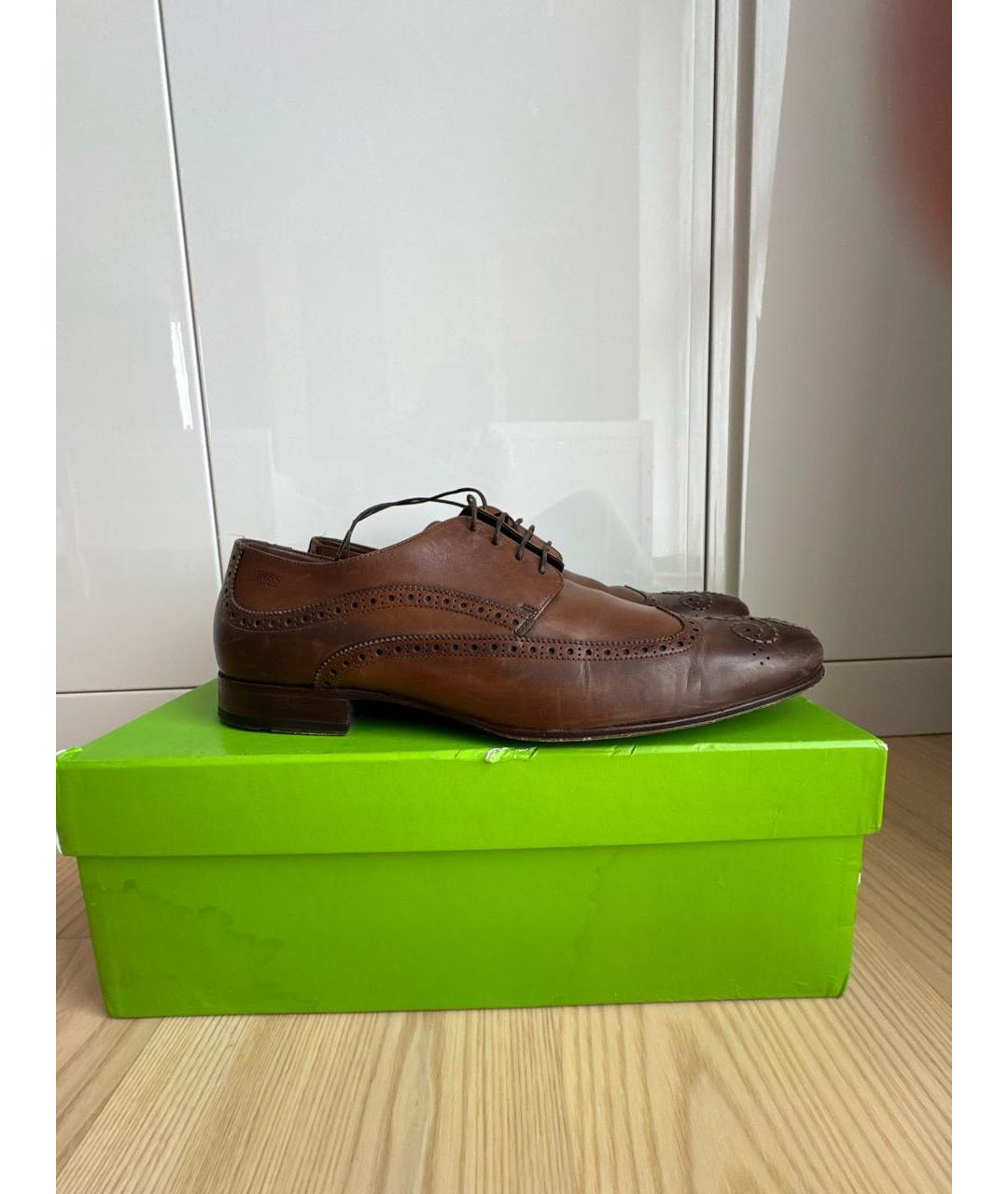 HUGO BOSS Коричневые кожаные низкие ботинки, фото 8