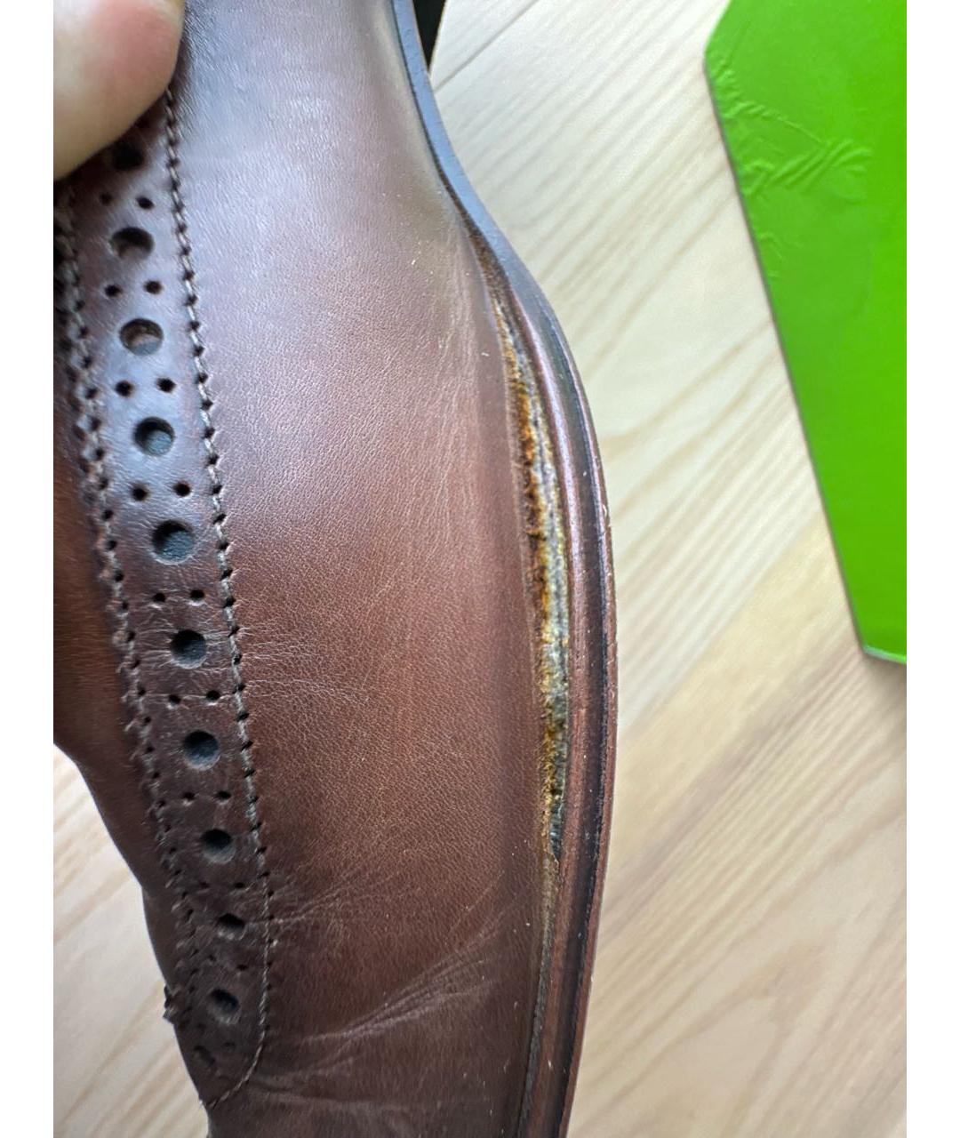 HUGO BOSS Коричневые кожаные низкие ботинки, фото 6