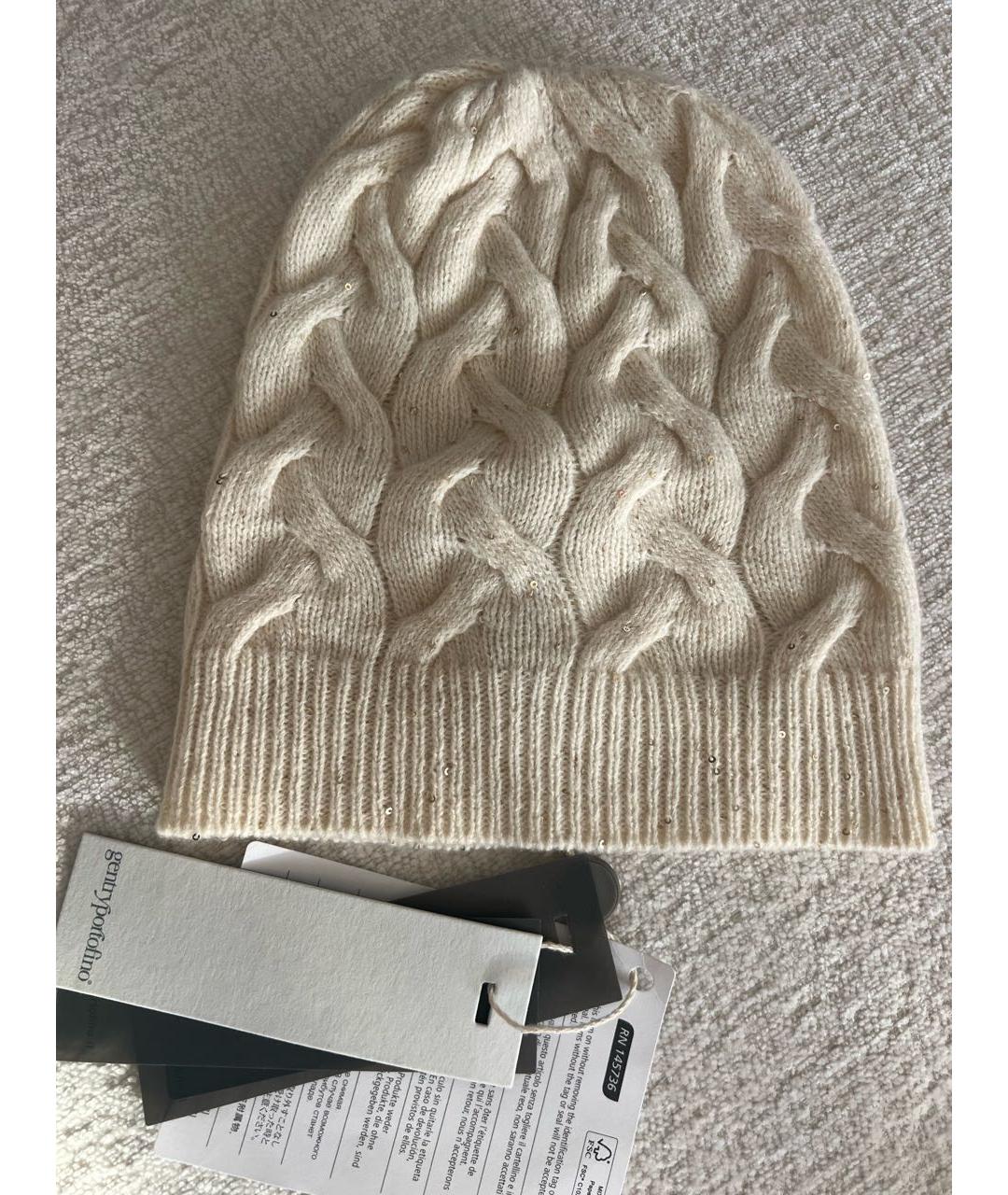 GENTRY PORTOFINO Бежевая шерстяная шапка, фото 5