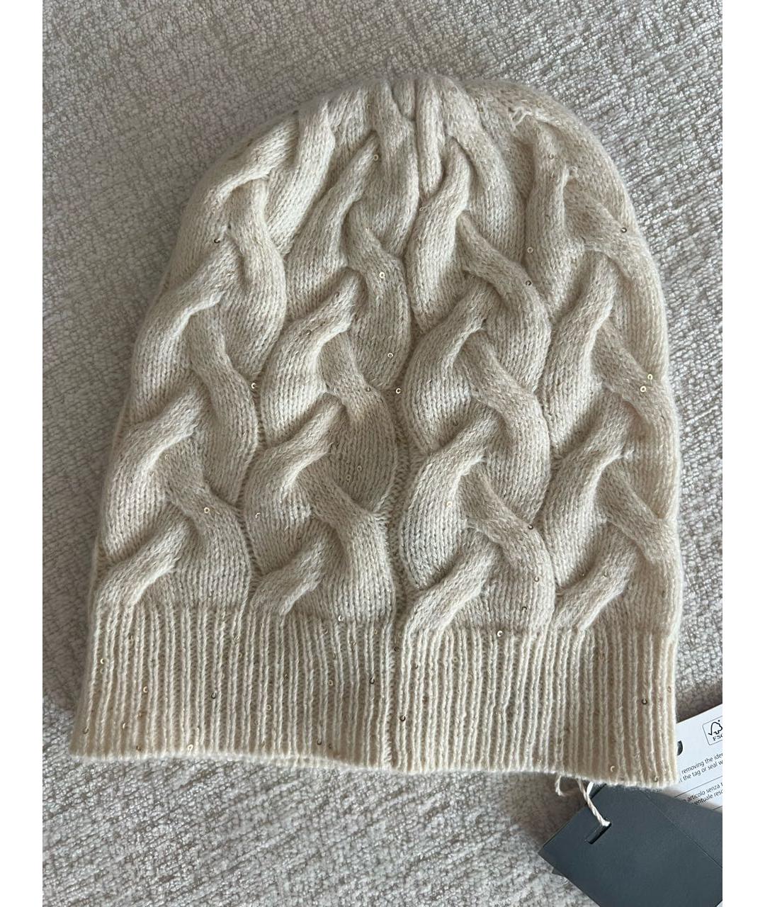 GENTRY PORTOFINO Бежевая шерстяная шапка, фото 2
